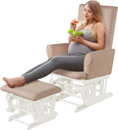 Costway Nursery Rocking Chair Glider Ottoman Cushion Set Pink 13496752 New