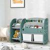 Kids toy storage organizer featuring a 2-tier bookshelf and detachable bins, crafted from safe HDPE material for.