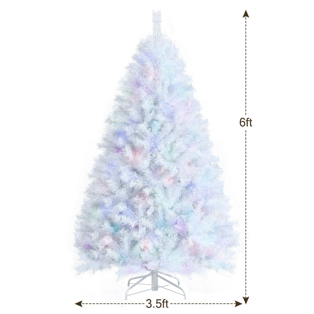 6ft iridescent tinsel artificial Christmas tree with 792 branch tips, perfect for festive home or office decoration.