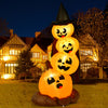 7-foot Halloween inflatable pumpkin combo with witch's hat, LED lights, and different expressions for festive outdoor.