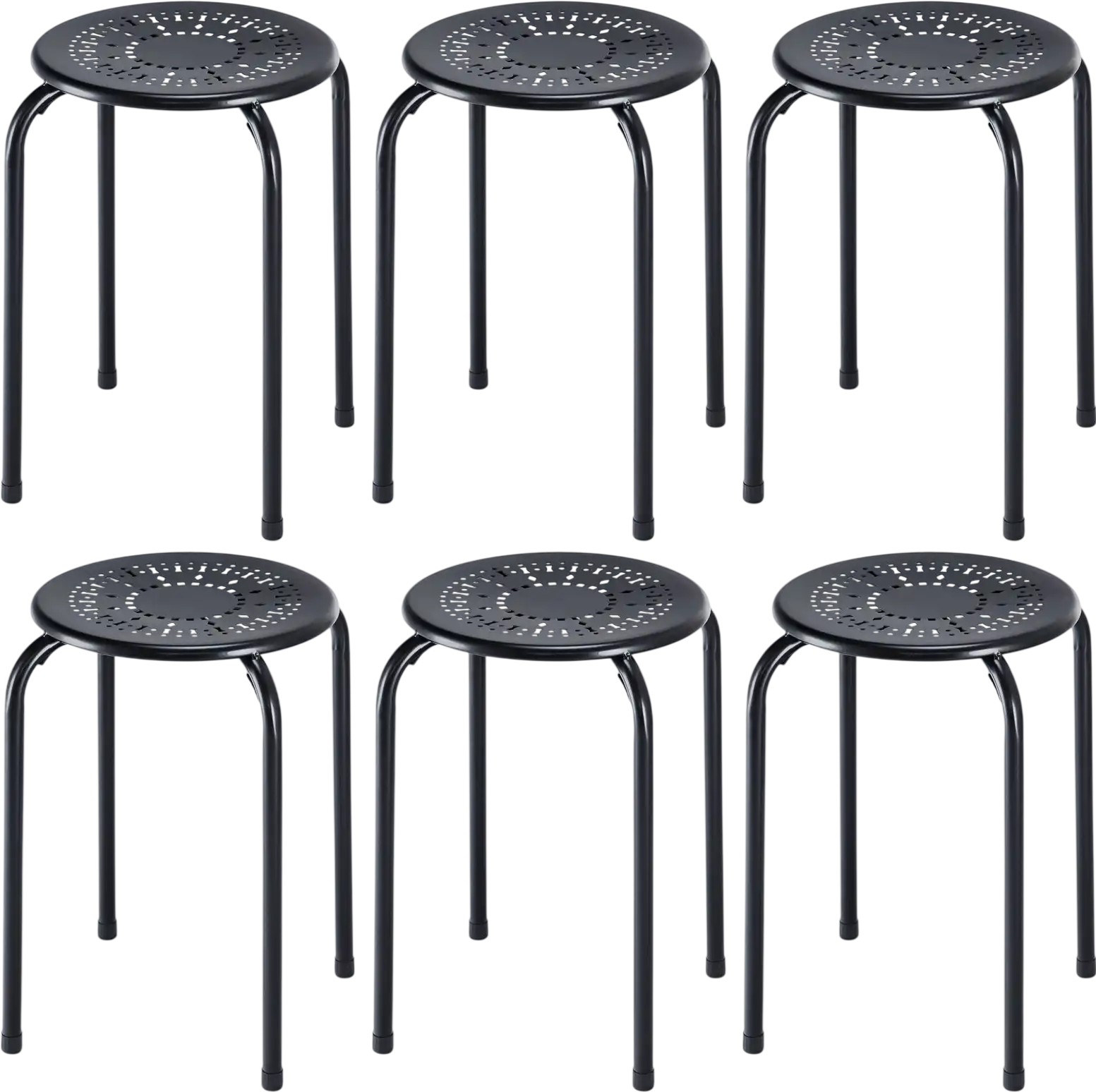 Costway 6-Pack Stackable Daisy Backless Round Metal Stools 79345126 New