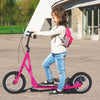 Height adjustable pink kick scooter with 12" air filled wheels, suitable for kids over 8, perfect for commuting and.
