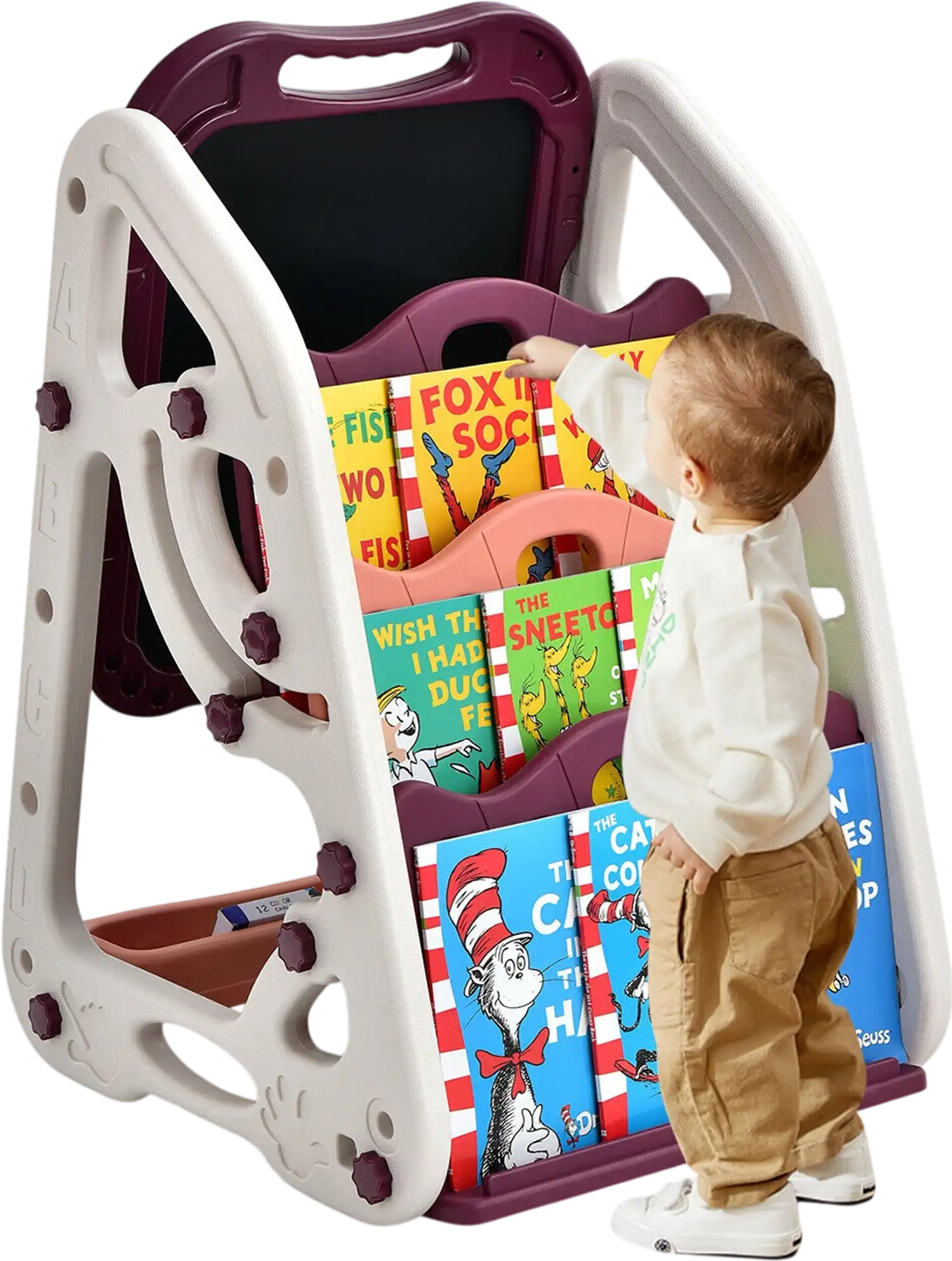 Costway 3-in-1 Kids Art Easel Double-Sided Tabletop Red 37259864 New