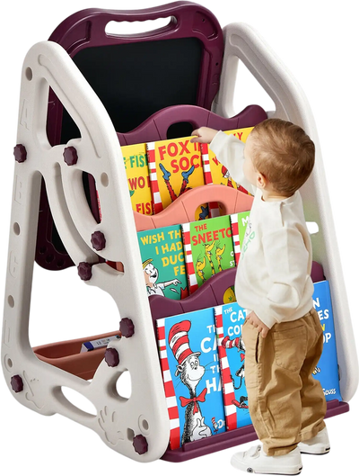 Costway 3-in-1 Kids Art Easel Double-Sided Tabletop Red 37259864 New
