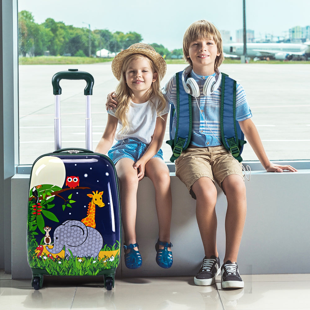 2 Pieces 12 Inch and 16 Inch Kids Carry on Suitcase Rolling Backpack School Luggage Set-Elephant - Gallery View 1 of 10