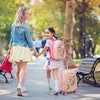Kids' luggage set featuring a pink rolling suitcase and backpack with a cute astronaut pattern, perfect for young.