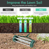 18-inch rolling lawn aerator with tine spikes and anti-slip handle for efficient lawn aeration and nutrient access.