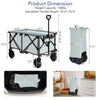 Dimensions chart of the gray outdoor folding wagon cart, showcasing adjustable handle height and spacious interior for.