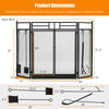 3-panel folding wrought iron fireplace screen with doors, black, includes 4 tools for safety and convenience.
