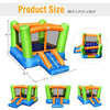 Kids inflatable bounce house with curved slide, made of waterproof oxford cloth, perfect for indoor and outdoor fun.