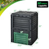 80-gallon outdoor composter with large lid and bottom exit door, featuring BPA-free PP for durable garden use.