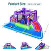 Inflatable water slide park with splash pool, trampoline, and bright octopus design, perfect for backyard fun.