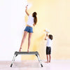 Aluminum folding step stool ladder with non-slip pads, supporting safe use for home projects like painting walls.