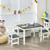 4 Pieces Kids Wooden Activity Table and Chairs Set with Storage Bench and Study Desk-Gray - Gallery View 1 of 12