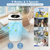 9000 BTU portable air conditioner in white with cooling, dehumidifying, and ventilating modes for home or office use.