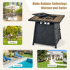 28-inch propane gas fire pit table with stainless steel burner, lava stone, and cover, perfect for outdoor gatherings.