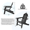 Black outdoor Adirondack chair with built-in cup holder, made of all-weather PE material, perfect for backyard.