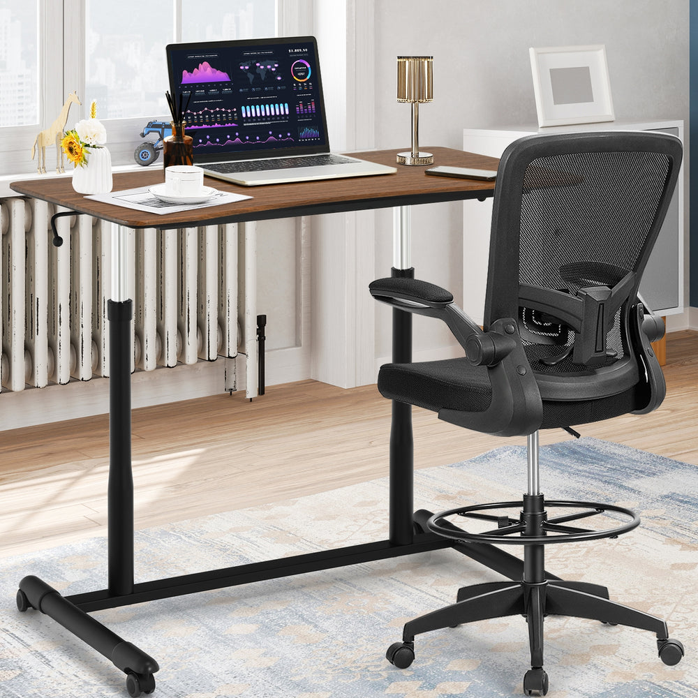 Height Adjustable Computer Desk Sit to Stand Rolling Notebook Table-Brown - Gallery View 1 of 10