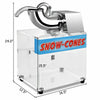Electric snow cone machine with dimensions 24" x 16.5" x 15.5", featuring a water-resistant switch for safe operation.