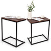 Stylish dark brown side table with sturdy steel frame, perfect as a laptop holder beside sofa or bed.