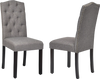 Set of 2 gray tufted upholstered dining chairs with rubberwood legs, designed for comfort and elegance in any space.