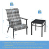 High backrest patio chair and compact table from a 3-piece rattan bistro set, perfect for outdoor relaxation.