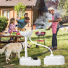Camping hand wash station with 4.5-gallon tank, featuring a soap dispenser and telescopic hose for outdoor hygiene.