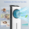 3-in-1 evaporative air cooler in white with 24 speeds, 360° rotating blades, and remote control for customizable.