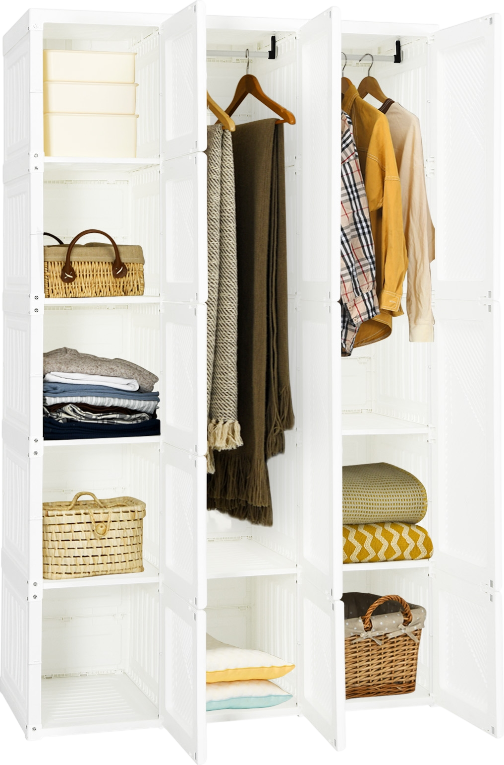 Costway Foldable Armoire Wardrobe Closet with 10 Cubbies New