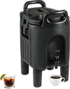 Insulated 2.6 Gal beverage dispenser in black with handles and drip-proof faucet, perfect for parties and catering.