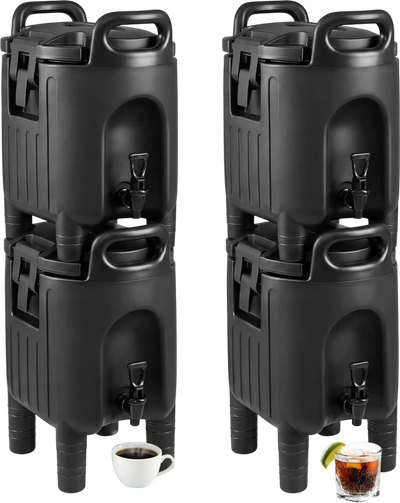 Costway 2.6 Gal Insulated Beverage Dispensers Set of 4 w/ Handles 29183323 New