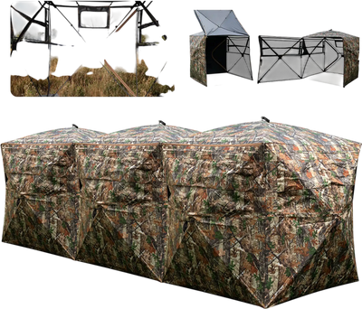 Costway 2-6 Person Side-by-Side Hunting Blind Double One-Way See-Through Ground Tent 19260320 New