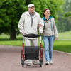 Folding Rollator Walker with 8-inch Wheels and Seat-Red - Gallery View 1 of 10