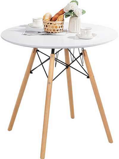 Costway Round Modern Dining Table White Solid Wooden Leg 43625870 New
