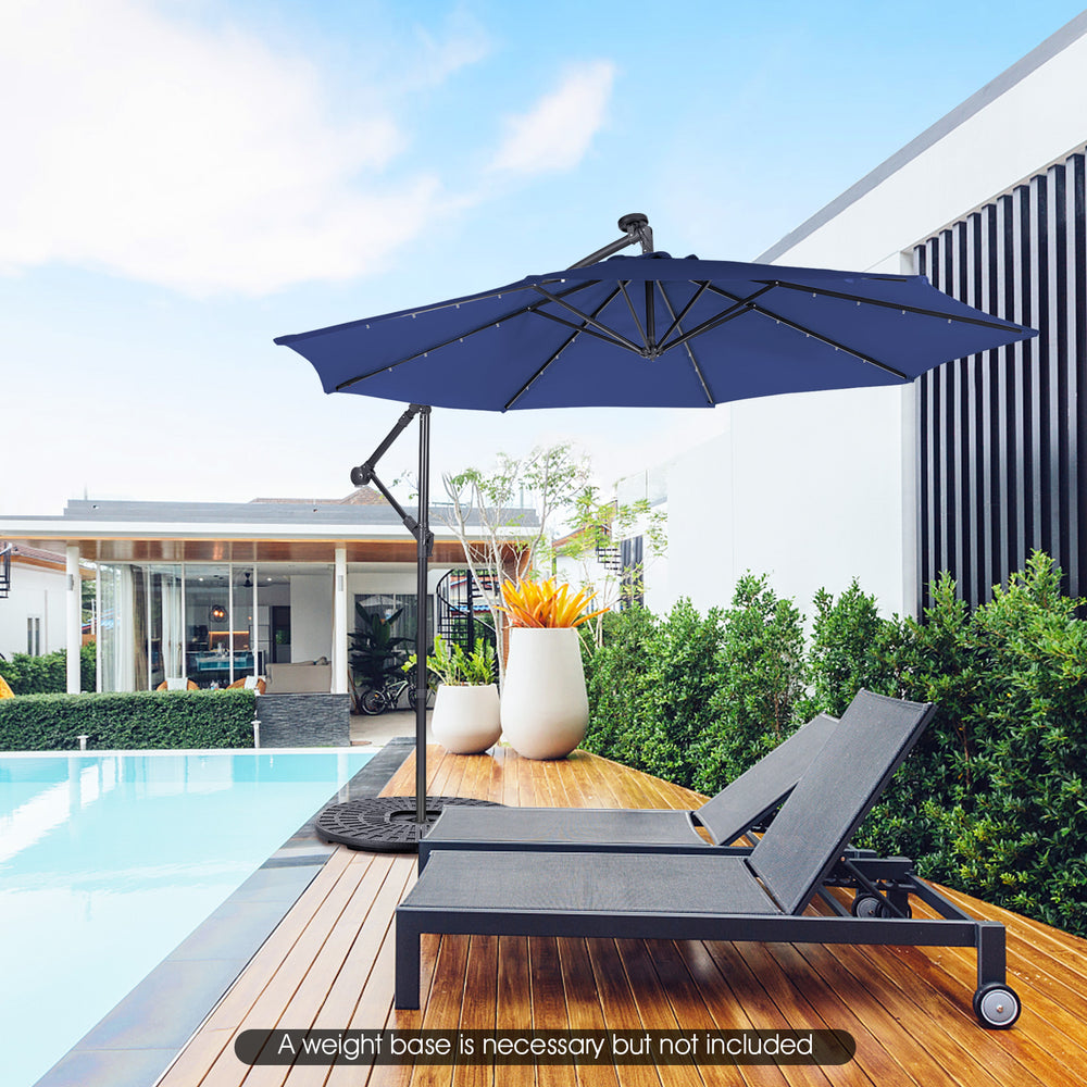 costway 10' patio umbrella 10 ft Outdoor with Solar LED Lights and Weighted Base-Gray Effortless Comfort Control Costway - 10 ft Patio