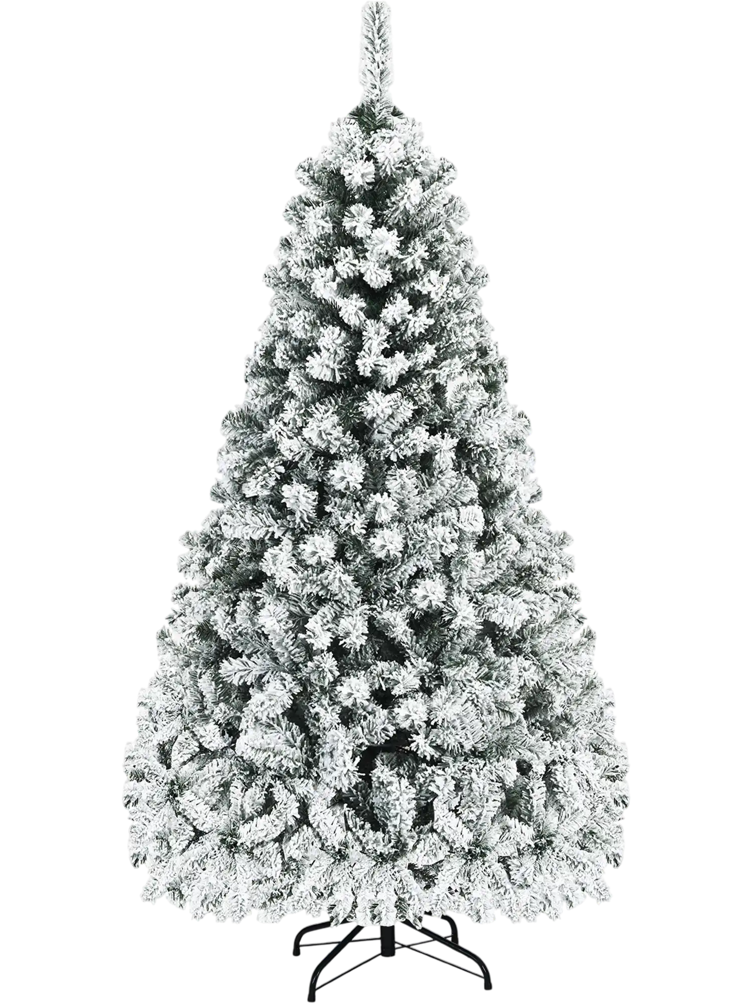 Costway Pre-Lit Snow Flocked Hinged Artificial Christmas Tree 73894026 New