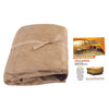 72-inch waterproof oval/rect garden table cover in tan and brown, made of durable non-woven fabric for outdoor.