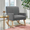 Upholstered Rocking Chair with and Solid Wood Base-Gray - Gallery View 1 of 12