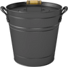 2.9 Gallon Metal Coal Ash Can with Wooden Lid and Side Grips for Fireplace Fire Pits