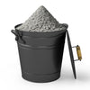 Metal coal ash can with a wooden lid, featuring a 2.9-gallon capacity, ideal for fireplaces and fire pits.