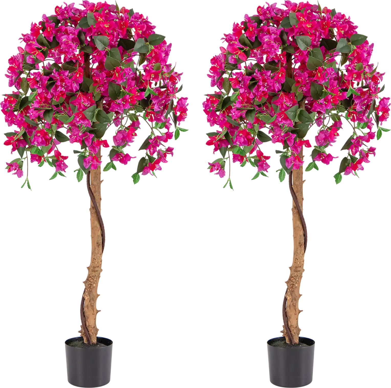 Costway Set of 2 4.5' Artificial Azalea Trees w/ Cement Pot 516742389 New