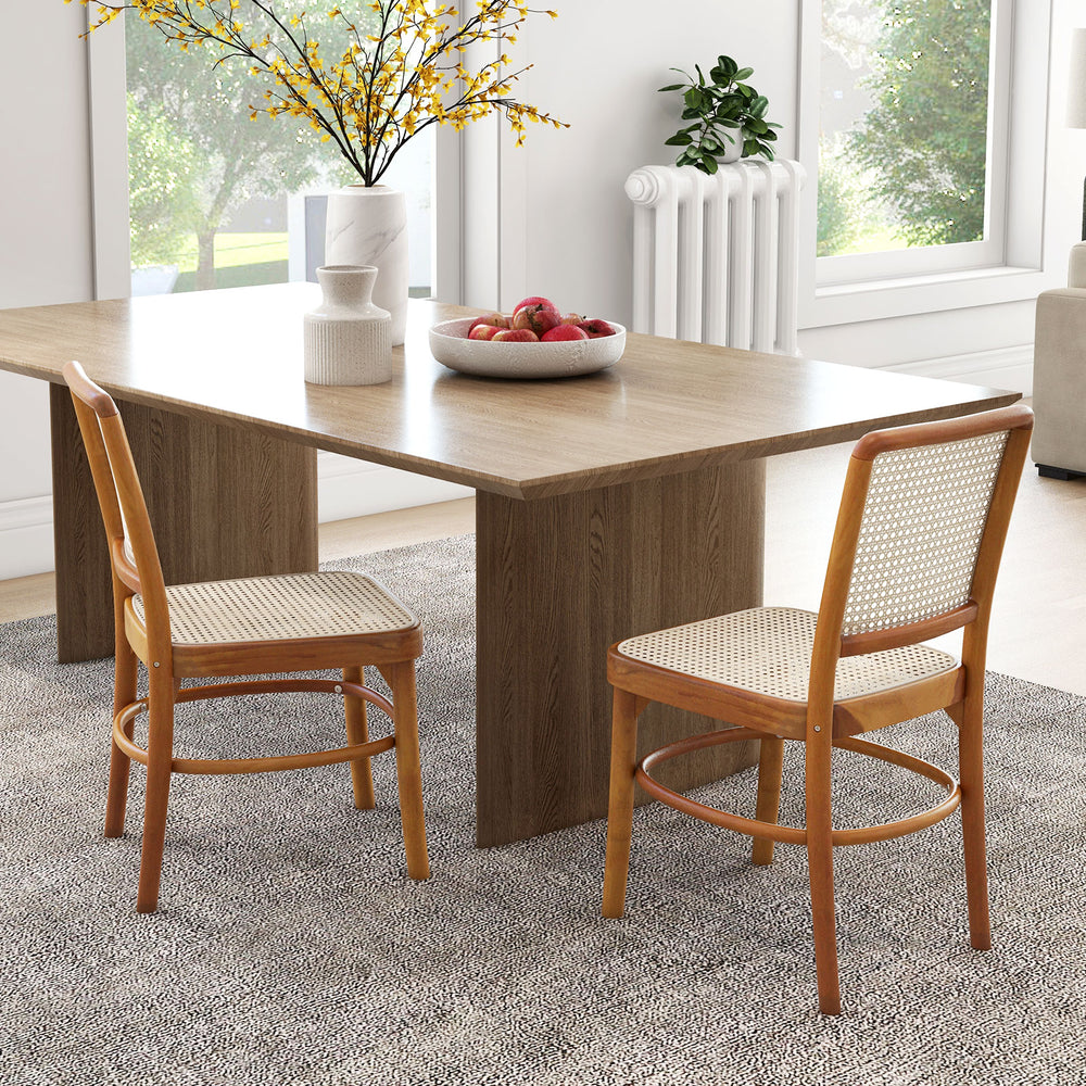 Costway Boho Dining Chair Set of 2 with Teak Wood Structure New