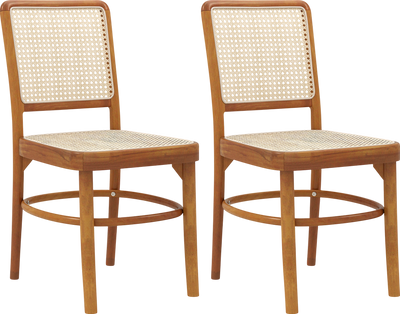 Costway Boho Dining Chair Set of 2 with Teak Wood Structure New