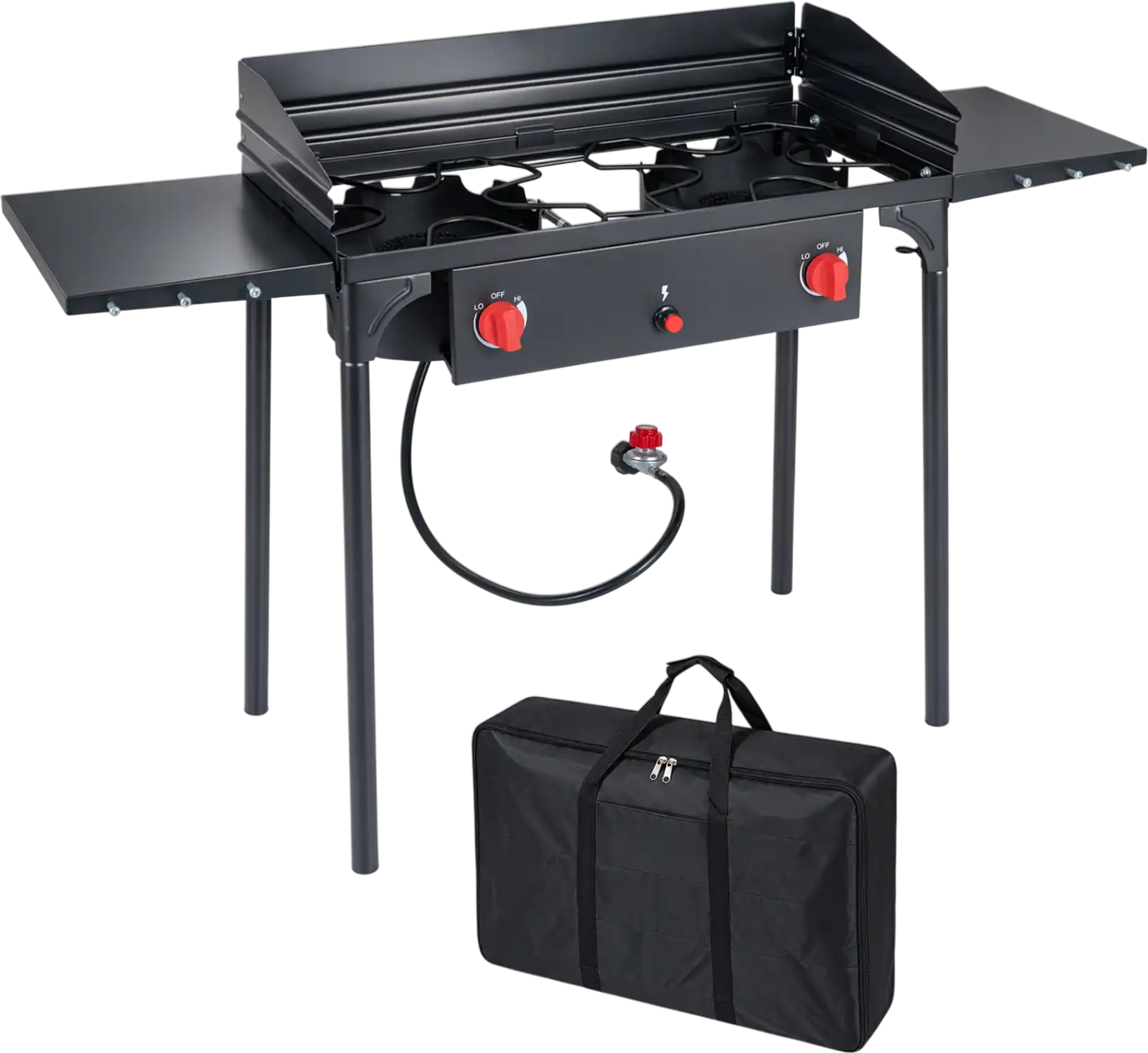 Costway 2 Burner Portable Propane Gas Stove Outdoor Cooker 150,000 BTU Windscreen 52039396 New