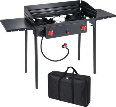 Costway 2 Burner Portable Propane Gas Stove Outdoor Cooker 150,000 BTU Windscreen 52039396 New