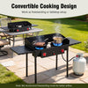 2 Burner Propane Gas Stove features a convertible design for freestanding or tabletop use, ideal for outdoor cooking.
