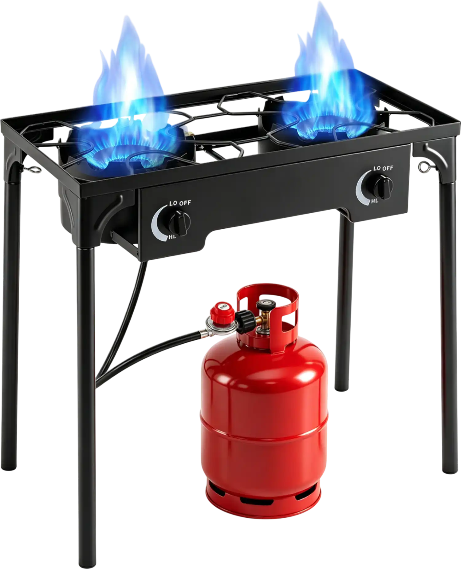 Costway 2 Burner Propane Stove 160000 BTU Camping BBQ Adjustable Regulator & Hose 26845030 New