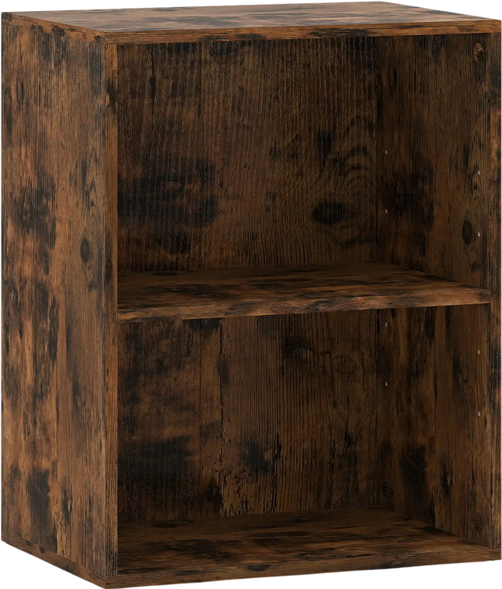 2-cube open bookshelf in brown with adjustable shelf, ideal for organizing books and decorations in any space.