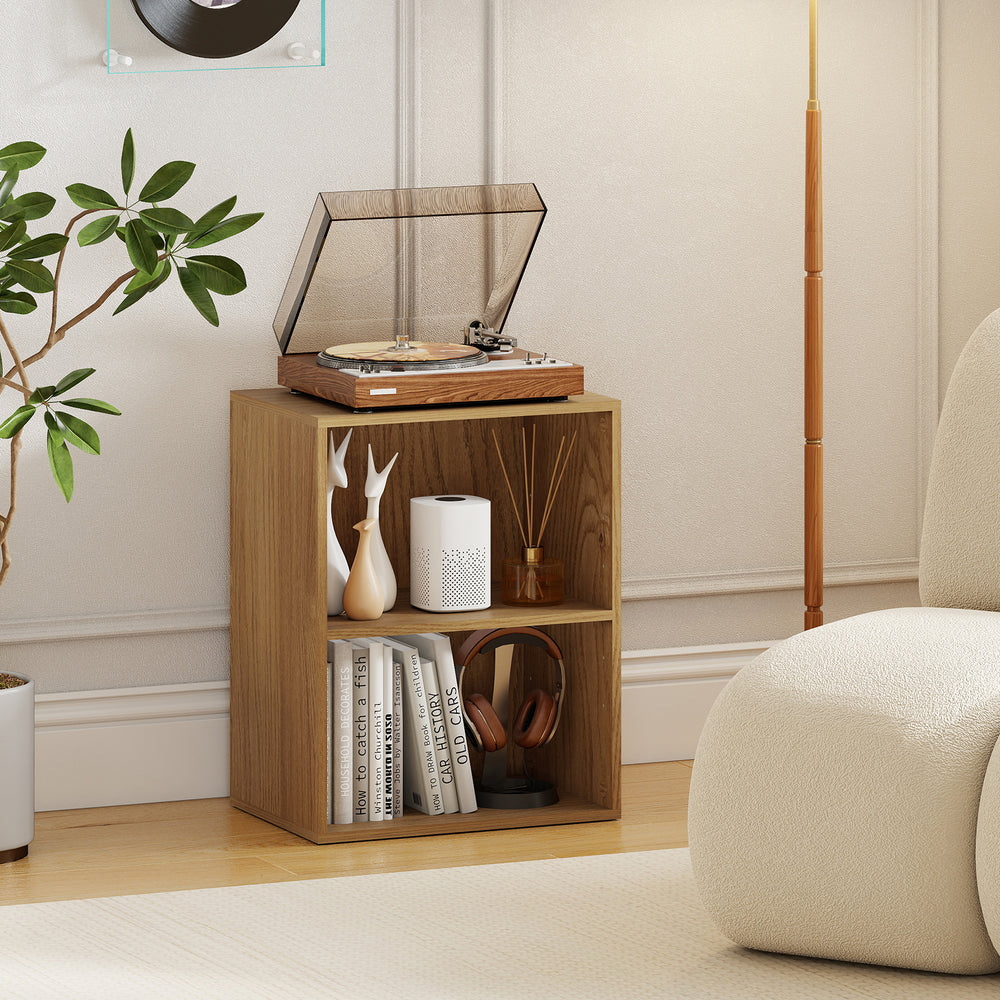 2-Cube Bookcase Floor Standing Open Bookshelf with 5-Position Adjustable Shelf-Natural - Gallery View 1 of 10