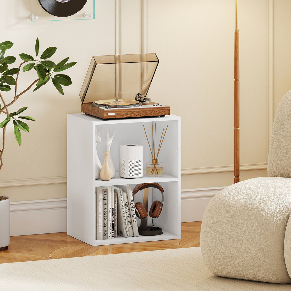 2-Cube Bookcase Set of 2 Floor Standing Open Bookshelf w/ 5-Position Adjustable Shelf-White - Gallery View 1 of 11